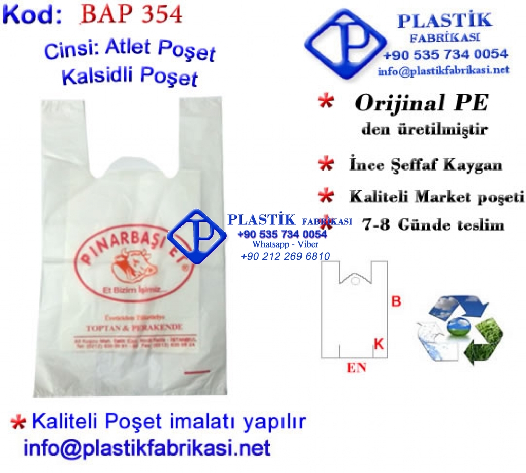 Özel Baskılı Market Poşeti 354 Plastik Poşet Asetat PP Pvc Pet Şeffaf Sızdırmaz Kap