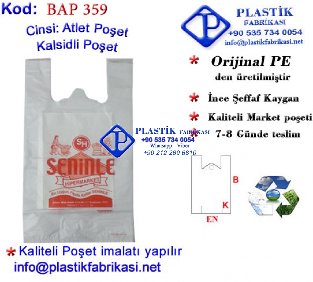 Özel Baskılı Market Poşeti 359 Plastik Poşet Asetat PP Pvc Pet Şeffaf Sızdırmaz Kap