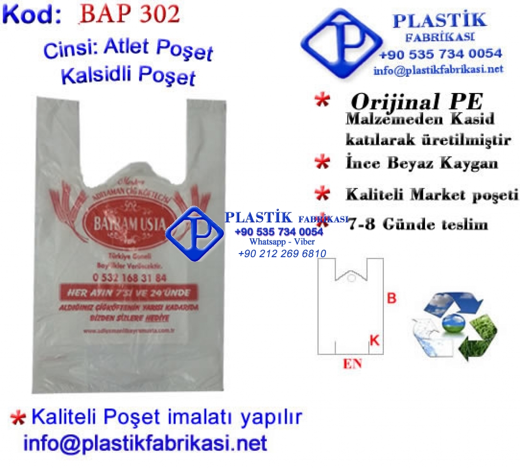 Özel Baskılı Market Poşeti 302 Plastik Poşet Asetat PP Pvc Pet Şeffaf Sızdırmaz Kap