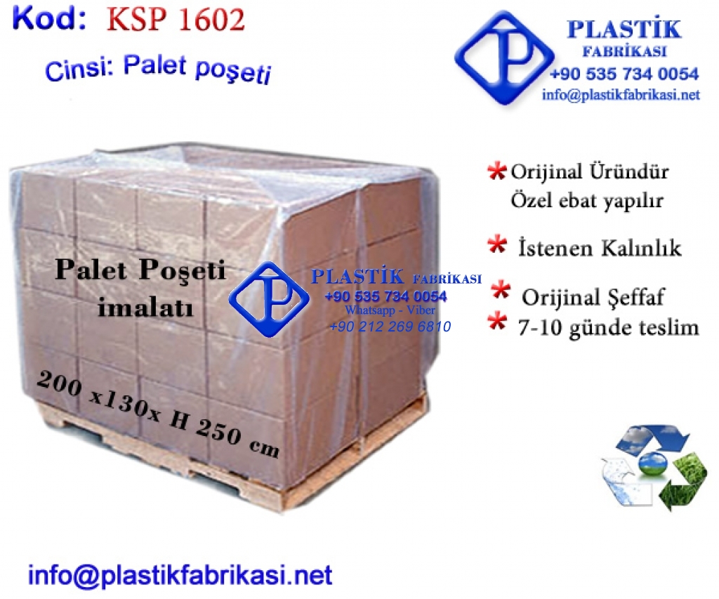 Palet Poşeti imalatı 1602 Plastik Poşet Asetat PP Pvc Pet Şeffaf Sızdırmaz Kap