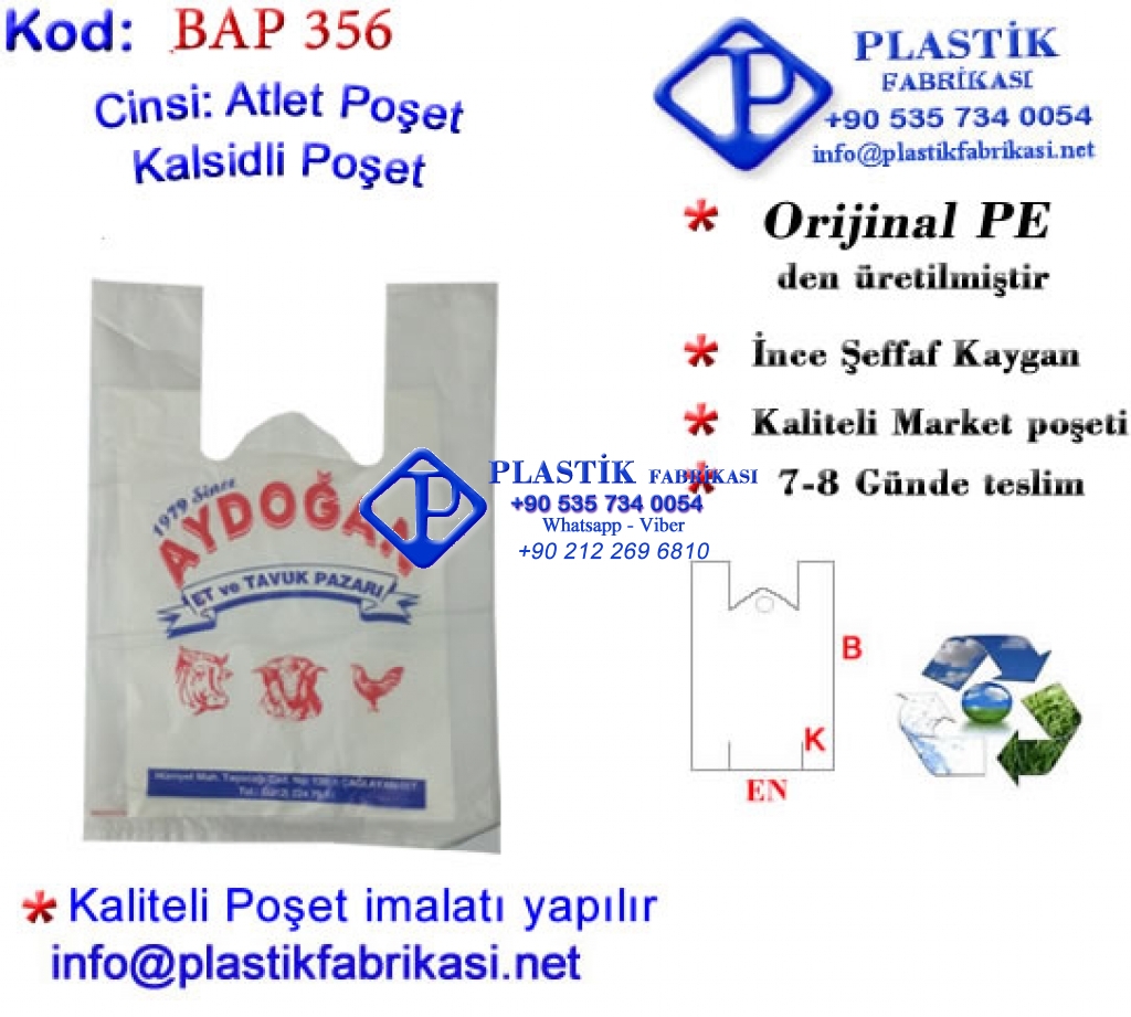Özel Baskılı Market Poşeti 356 Plastik Poşet Asetat PP Pvc Pet Şeffaf Sızdırmaz Kap