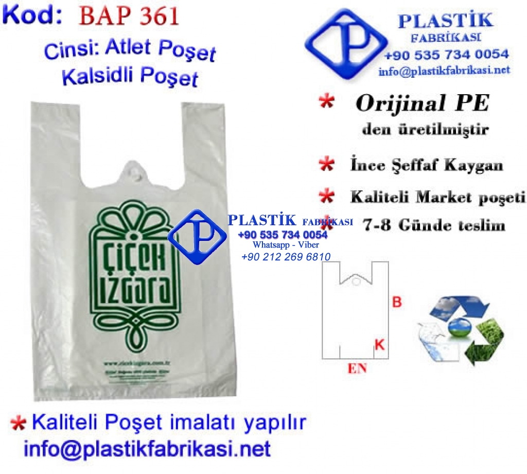 Özel Baskılı Market Poşeti 361 Plastik Poşet Asetat PP Pvc Pet Şeffaf Sızdırmaz Kap