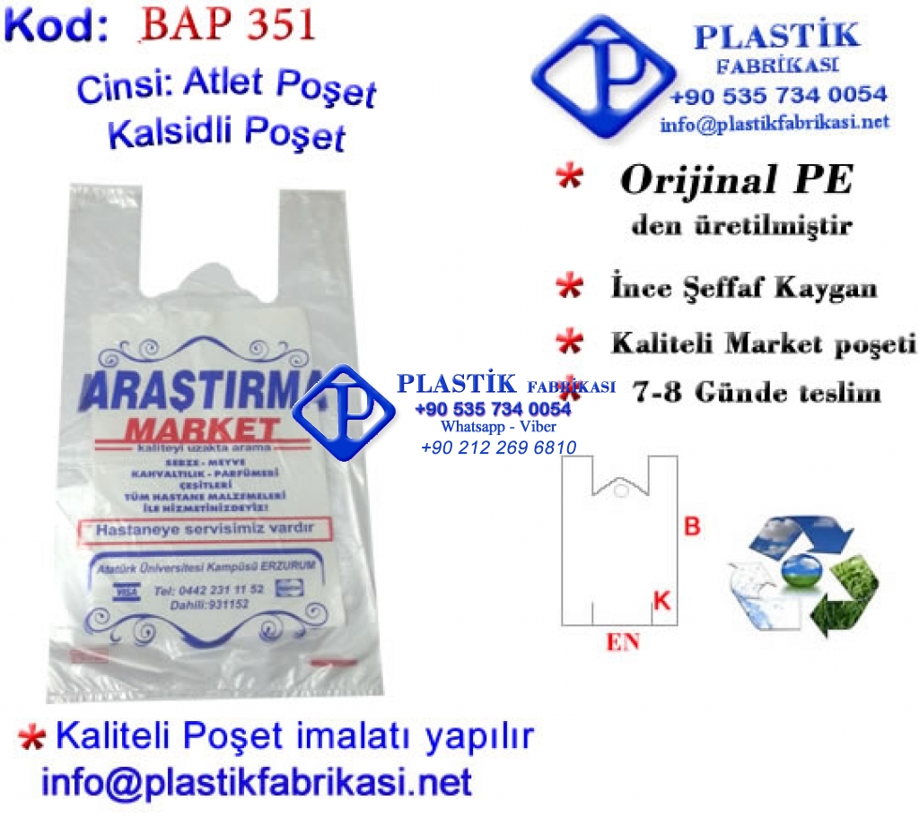 Özel Baskılı Market Poşeti 351 Plastik Poşet Asetat PP Pvc Pet Şeffaf Sızdırmaz Kap
