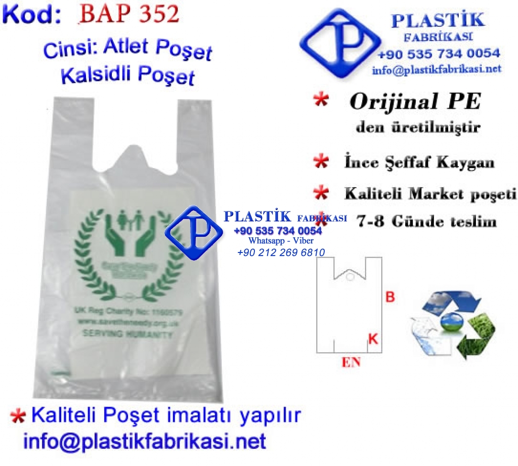 Özel Baskılı Market Poşeti 352 Plastik Poşet Asetat PP Pvc Pet Şeffaf Sızdırmaz Kap