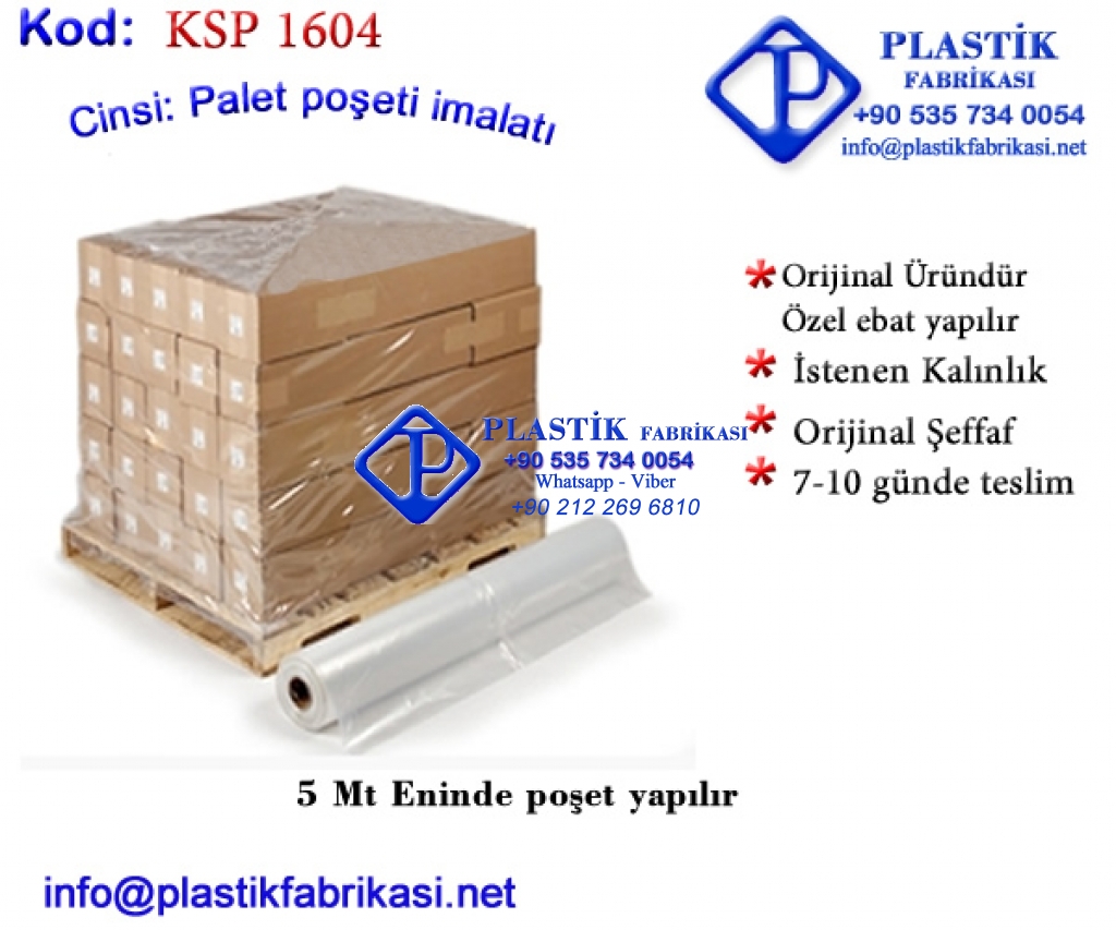 Palet Poşeti imalatı 1604 Plastik Poşet Asetat PP Pvc Pet Şeffaf Sızdırmaz Kap